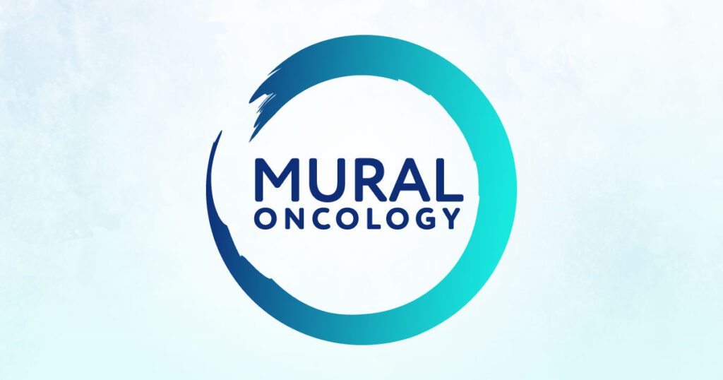 Mural Oncology logo over water color themed background