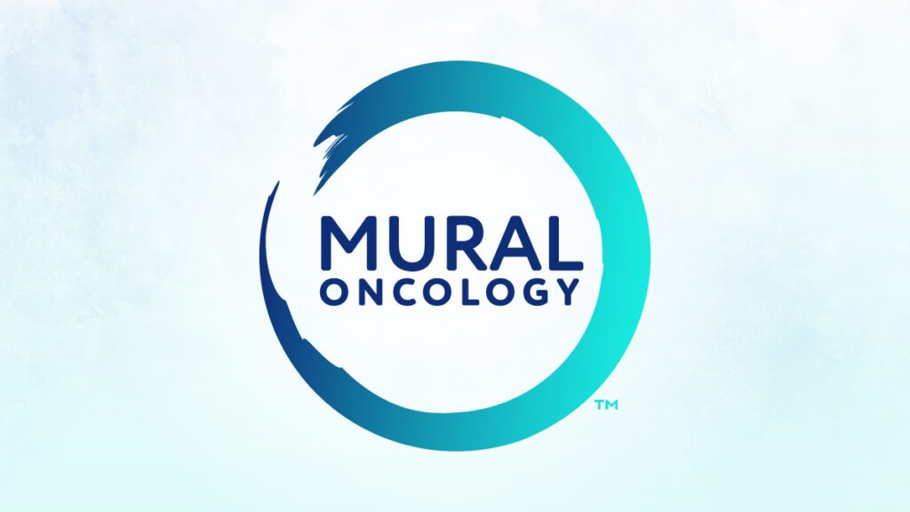 Mural Oncology logo over water color themed background